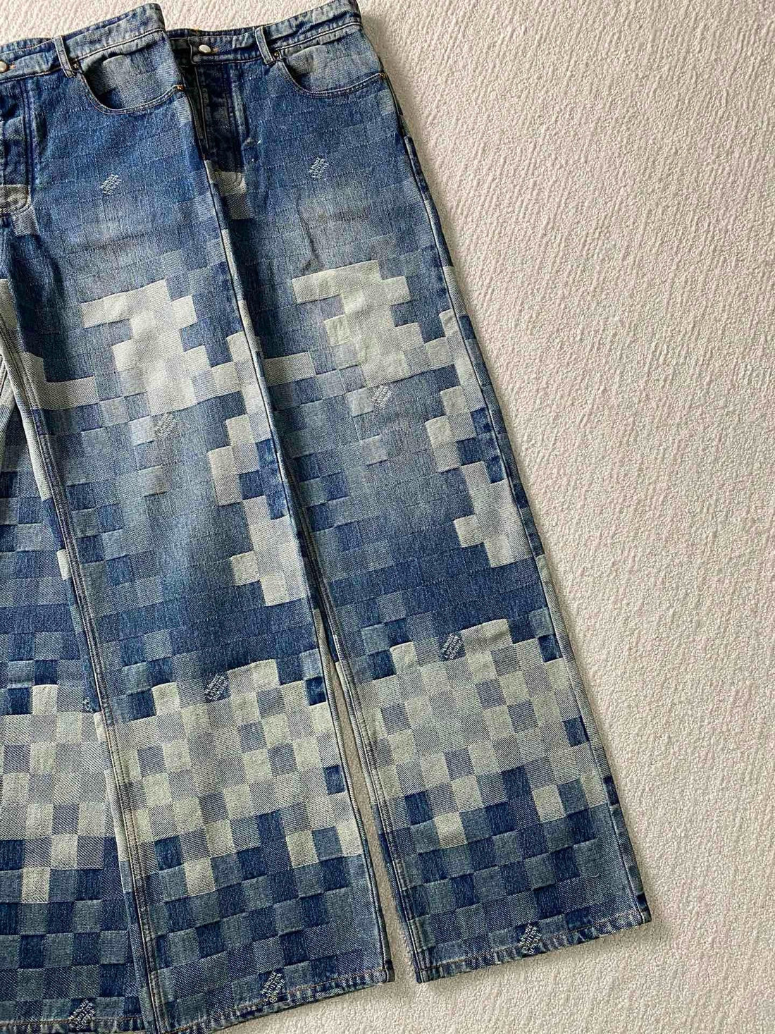 Pantalon droit denim Damier