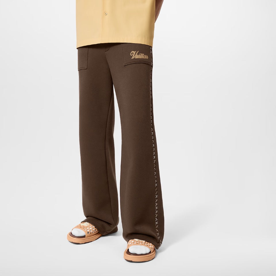 Pantalon élastique brodé en coton
