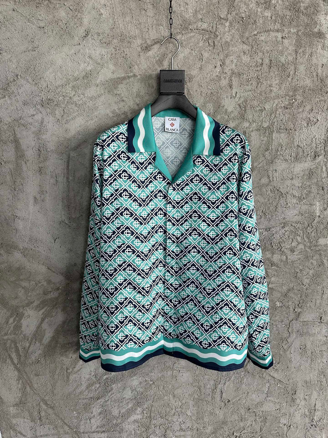 MONOGRAM WAVE LONG SLEEVE SILK SHIRT CASA