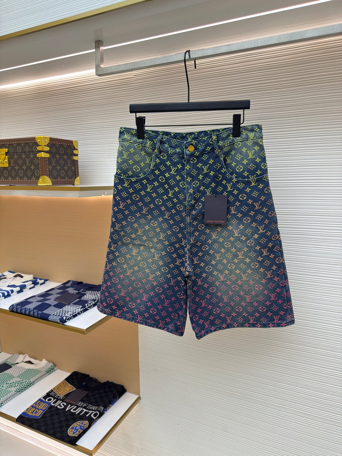 Short en jean Monogram arc-en-ciel Lv  bleu