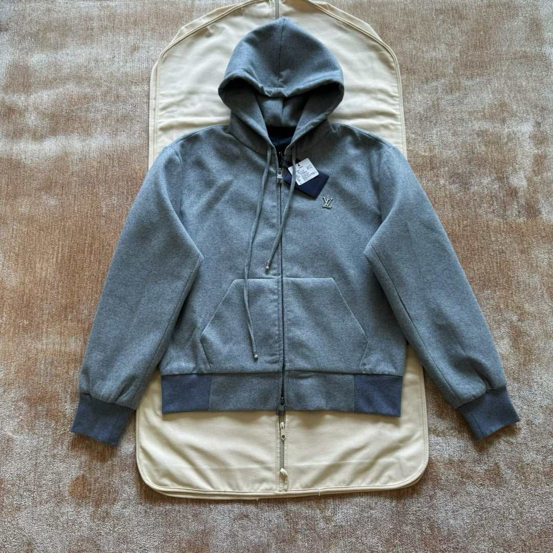 Lv Blouson à capuche habillé en laine technique
