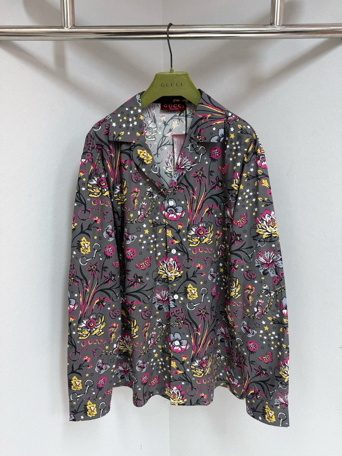 GUCCI floral punk print floral shirt