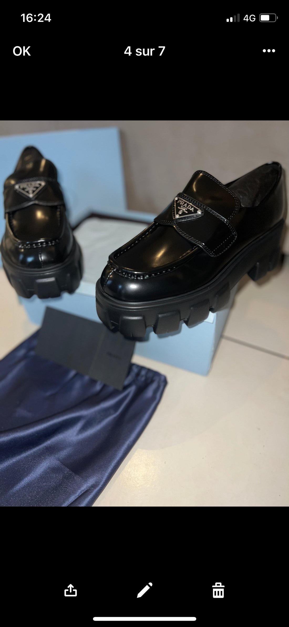 Mocassins Prada noir facture