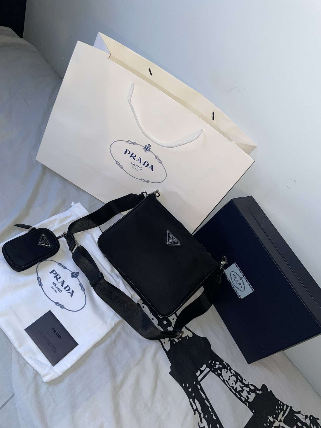 Sacoche Prada Noir nylon  facture