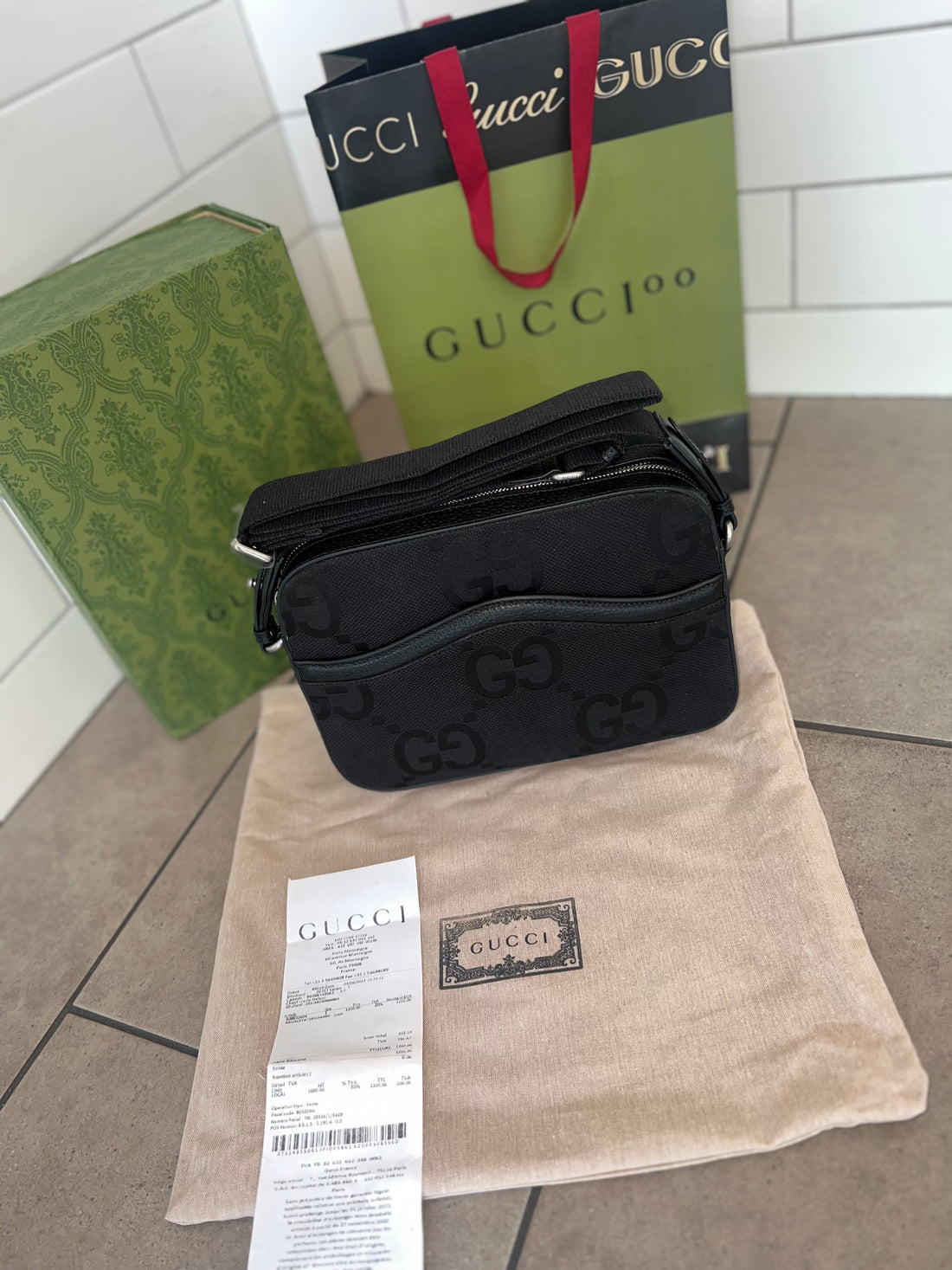 Sacoche GUCCI jumbo noir facture