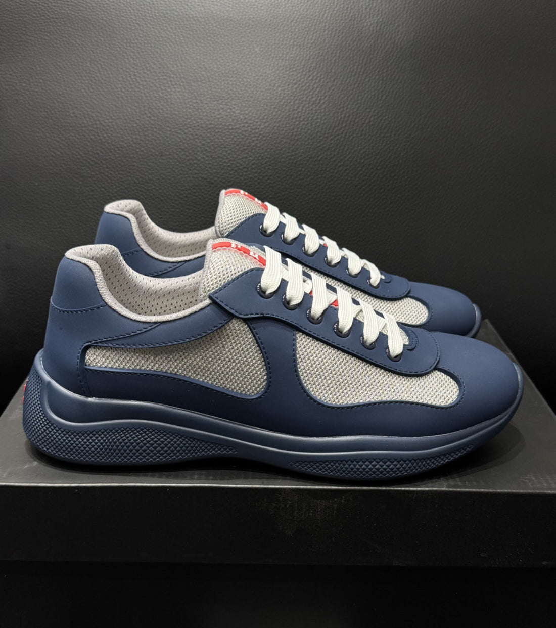 Sneakers Prada America ´ s Cup bleu nuit Gomme & tissu bike 10/10