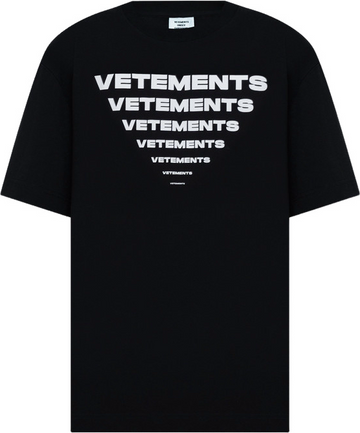 T-shirt noir avec logo imprimé Vetements