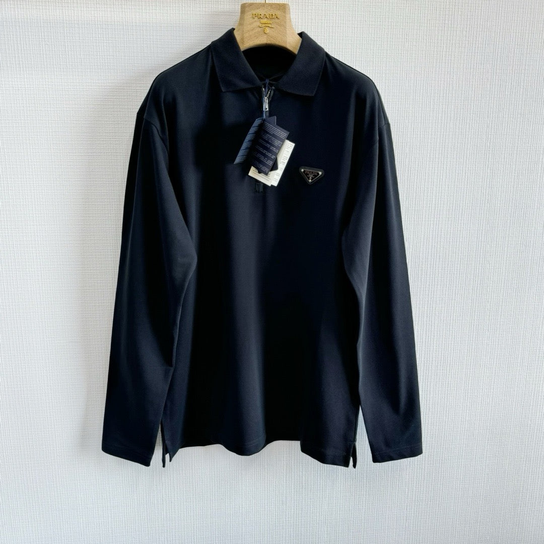 Prada Marque Polo droit à manches longues en coton