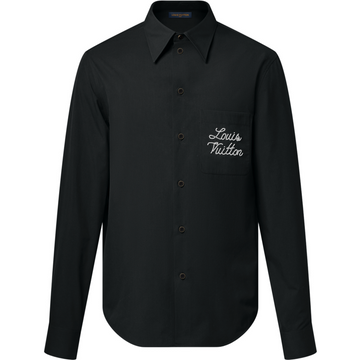Chemise manches longues à signature brodée lv