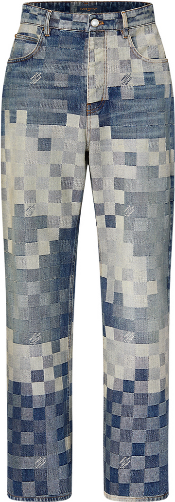 Pantalon droit denim Damier