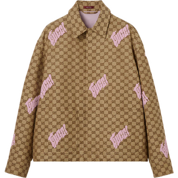Veste en toile en mélange de lin avec broderie GUCCI