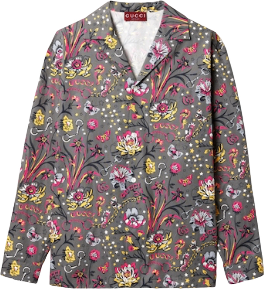 GUCCI floral punk print floral shirt