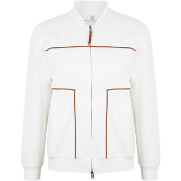 BRUNELLO CUCI Techno Cotton Zip-up Hoodie In White