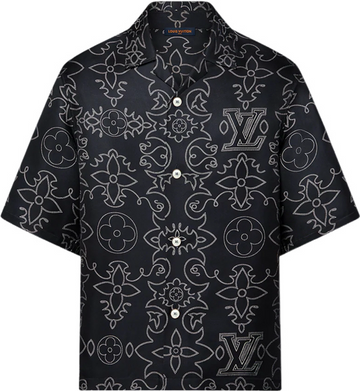 Chemise lv  manches courtes imprimée en soie