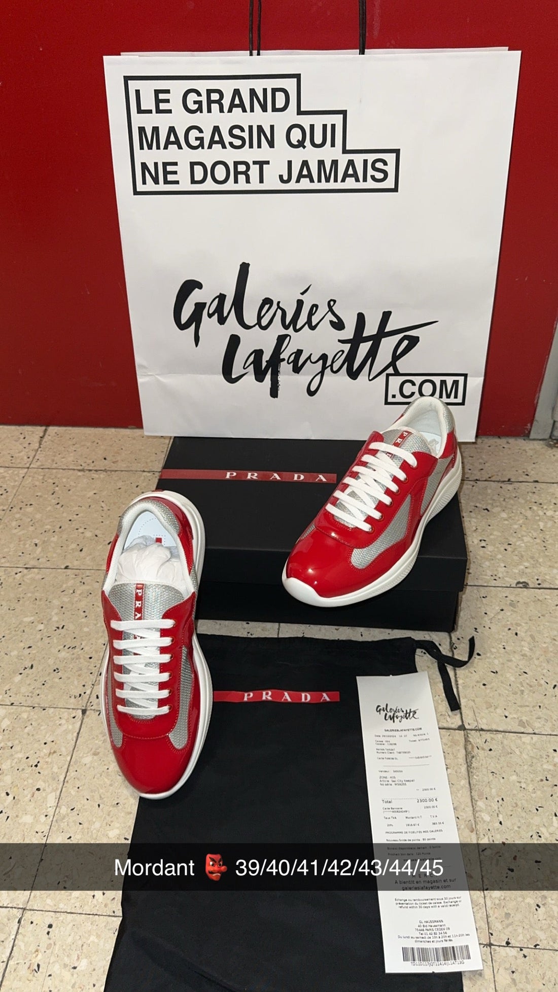 Sneakers Prada  America ´ s Cup  tissu bike lisse red 10/10