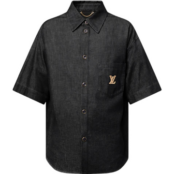 Chemise lv manches courtes brodée en chambray