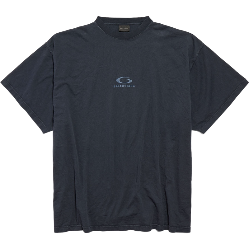T-SHIRT LOOP SPORTS ICON OVERSIZE POUR HOMME EN NOIR DÉLAVÉ BALENCIAGA