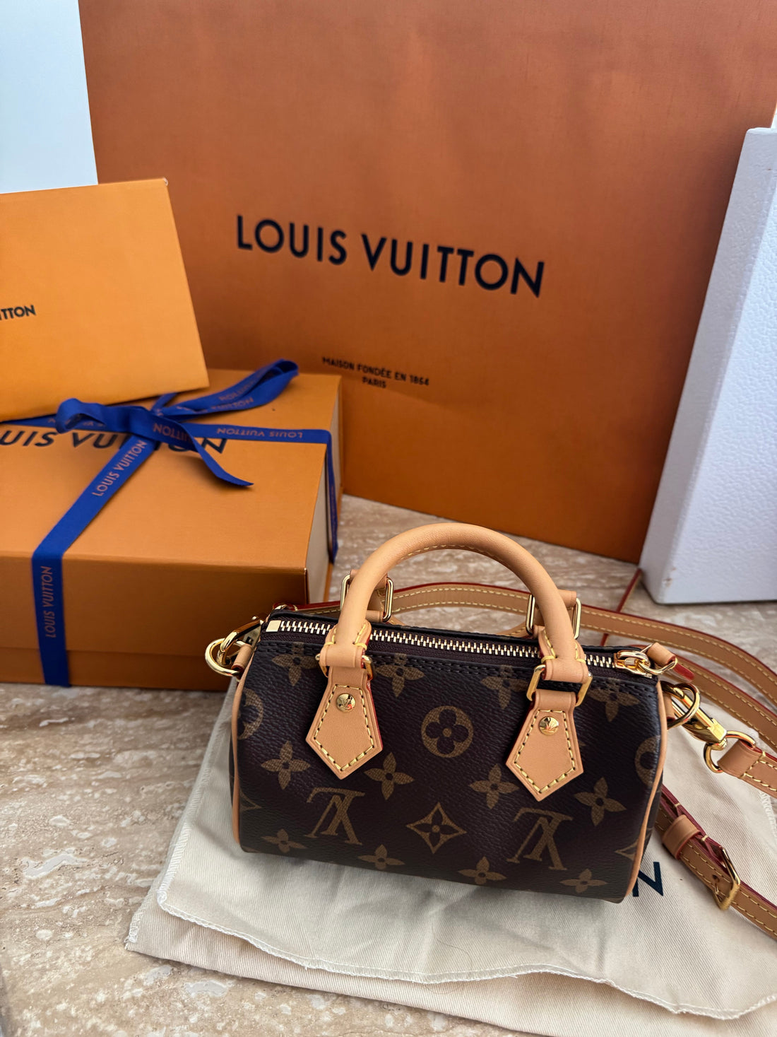 Sac speedy nano bandoulière intérieur beige 20 facture 10/10