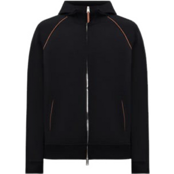BRUNELLO CUCI Techno Cotton Zip-up Hoodie In Black