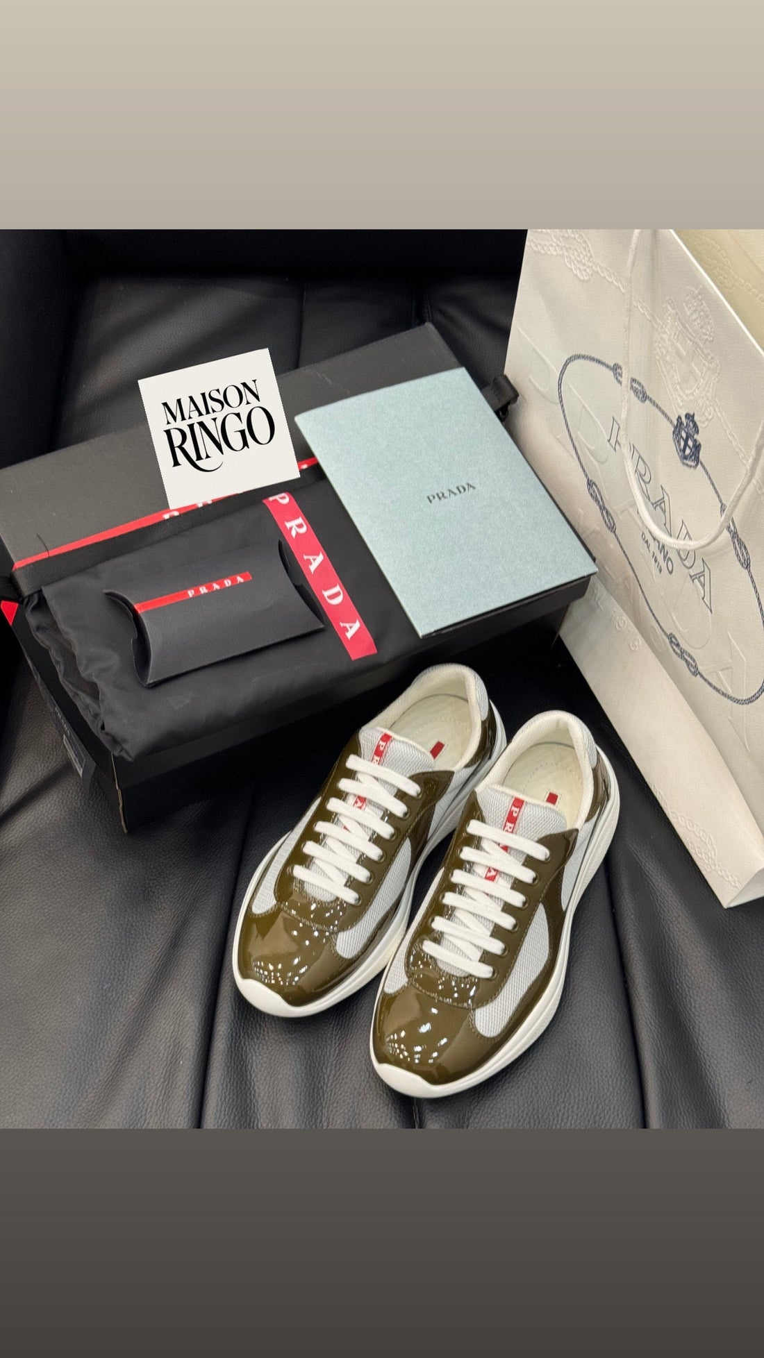 Sneakers Prada America´s Cup  Olivette tissu bike lisse 10/10