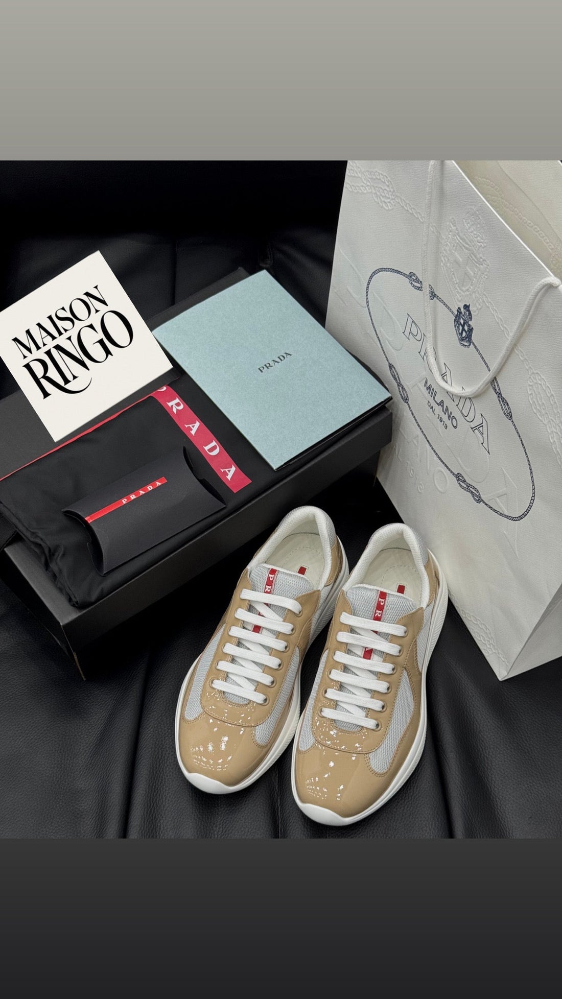 Sneakers Prada America´s Cup Beige  tissu bike lisse 10/10