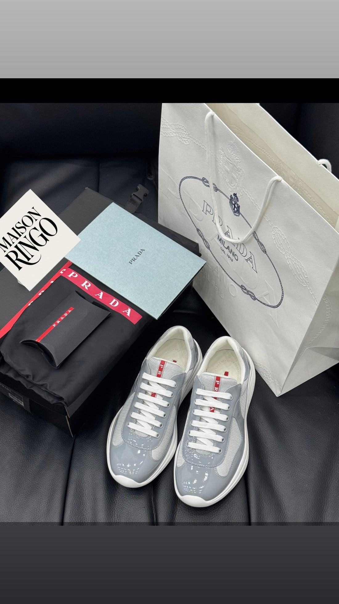 Sneakers Prada America´s Cup tissu bike lisse grey 10/10