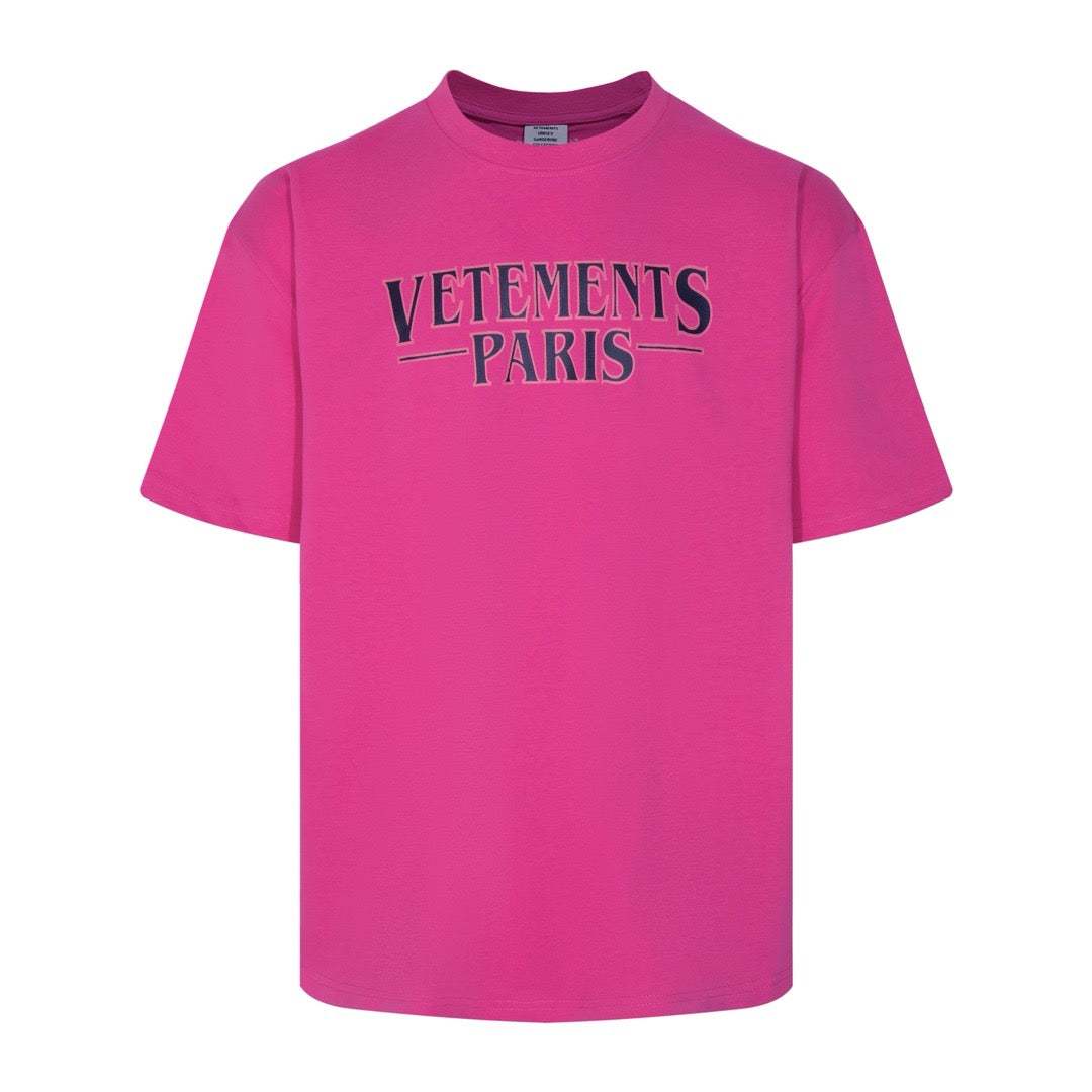 T Shirt rose logo imprimé vtmnts