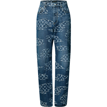 Pantalon droit Monogram en denim lv