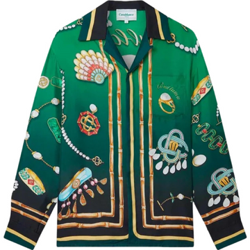 Casa  - Silk Twill Cuban Collar Shirt ensemble