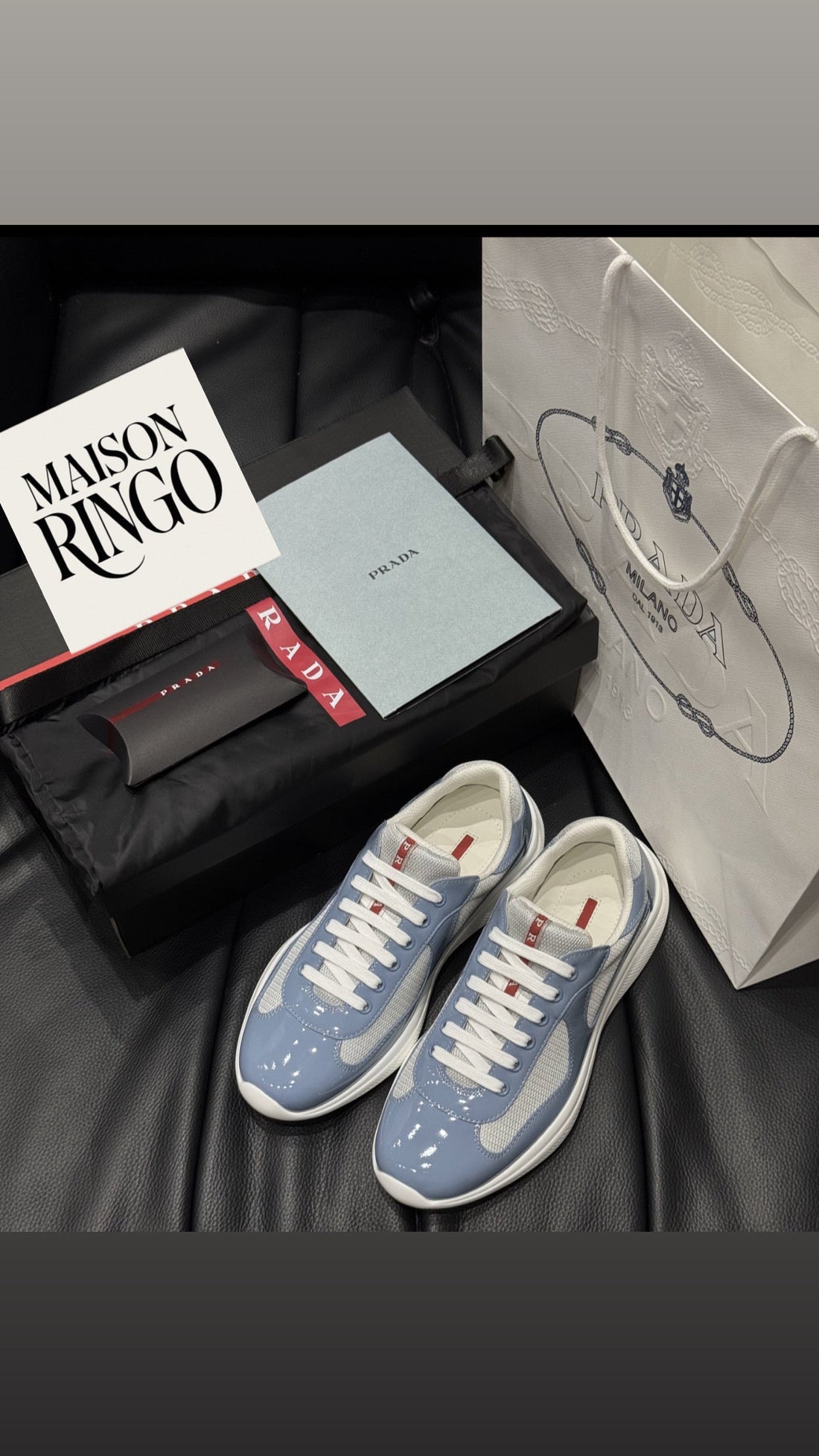 Sneakers Prada America´s Cup Bleu Marina tissu bike lisse 10/10