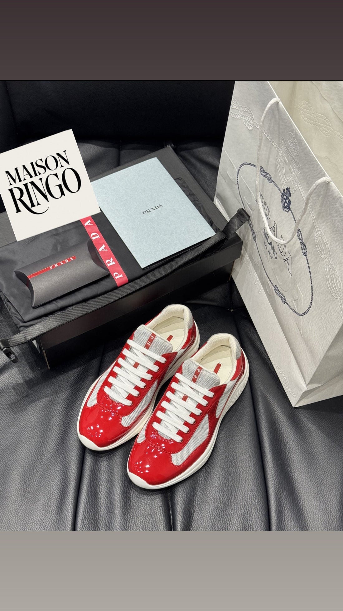 Sneakers Prada America´s Cup tissu bike lisse red 10/10