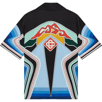 CASAB ENSEMBLE GRAPHIC MOUNTAIN SHORT SLEEVE SILK SHIRT