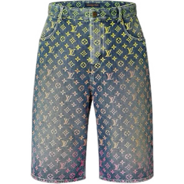 Short en jean Monogram arc-en-ciel Lv  bleu