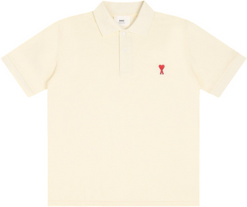 Polo beige à petit logo ami de cœur rouge