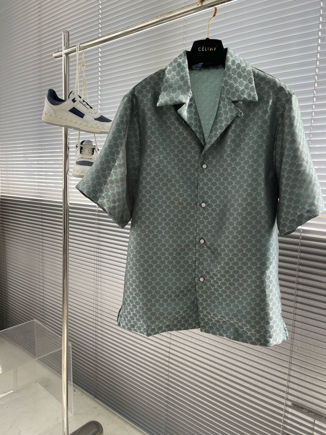 Ensemble chemise  lv manches courtes en jacquard de soie mélangée
