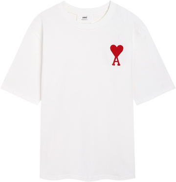T-shirt blanc à petit logo ami de cœur rouge