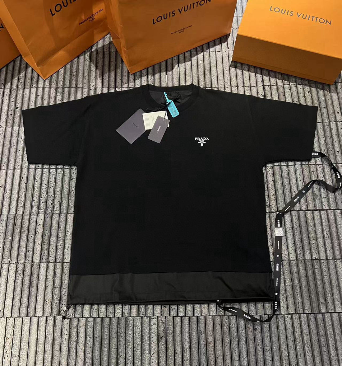t’logo-print panelled T-shirt Prada