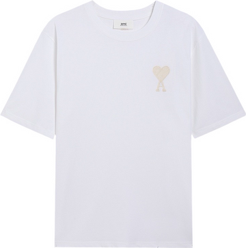 T-shirt blanc à petit logo ami de cœur beige