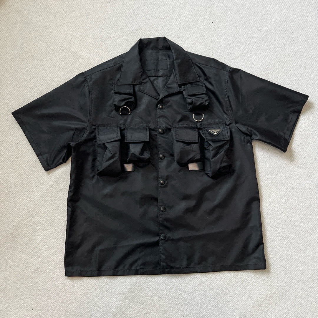 Chemise à manches courtes en Re-Nylon Prada