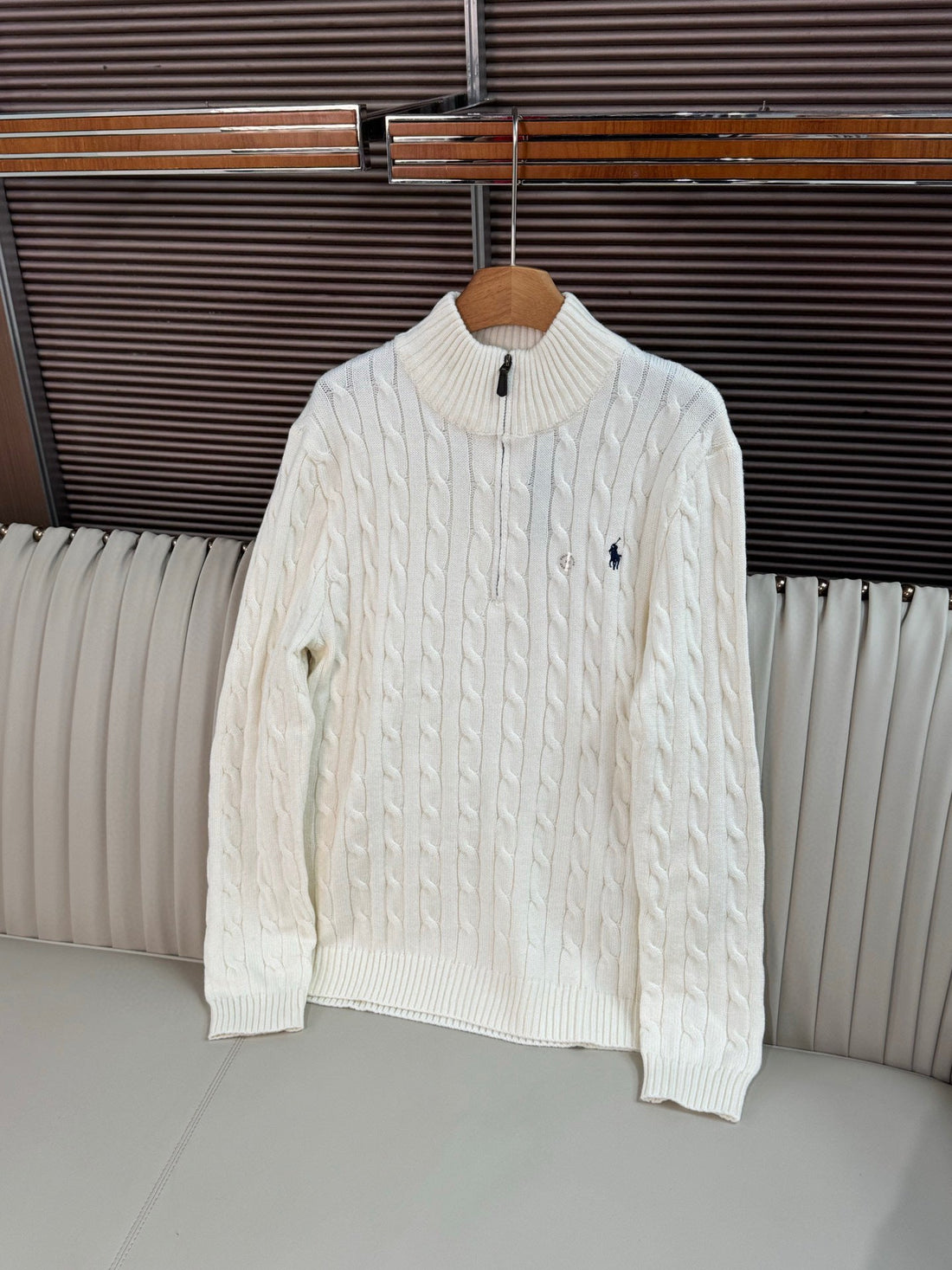 PULL RALPH BLANC ZIPPÉ