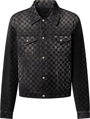 1AHBDY Tracksuit Flocked Damier Denim Trucker Jacket