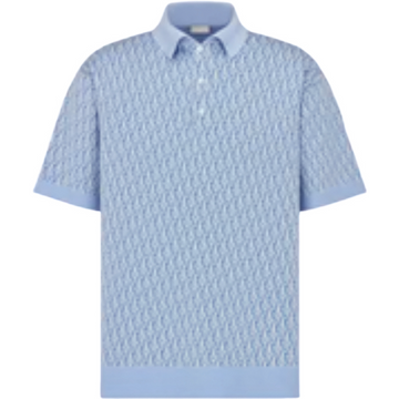 Polo CD oblique coton Jacquard bleu