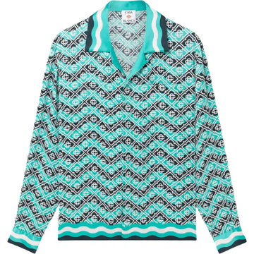 MONOGRAM WAVE LONG SLEEVE SILK SHIRT CASA