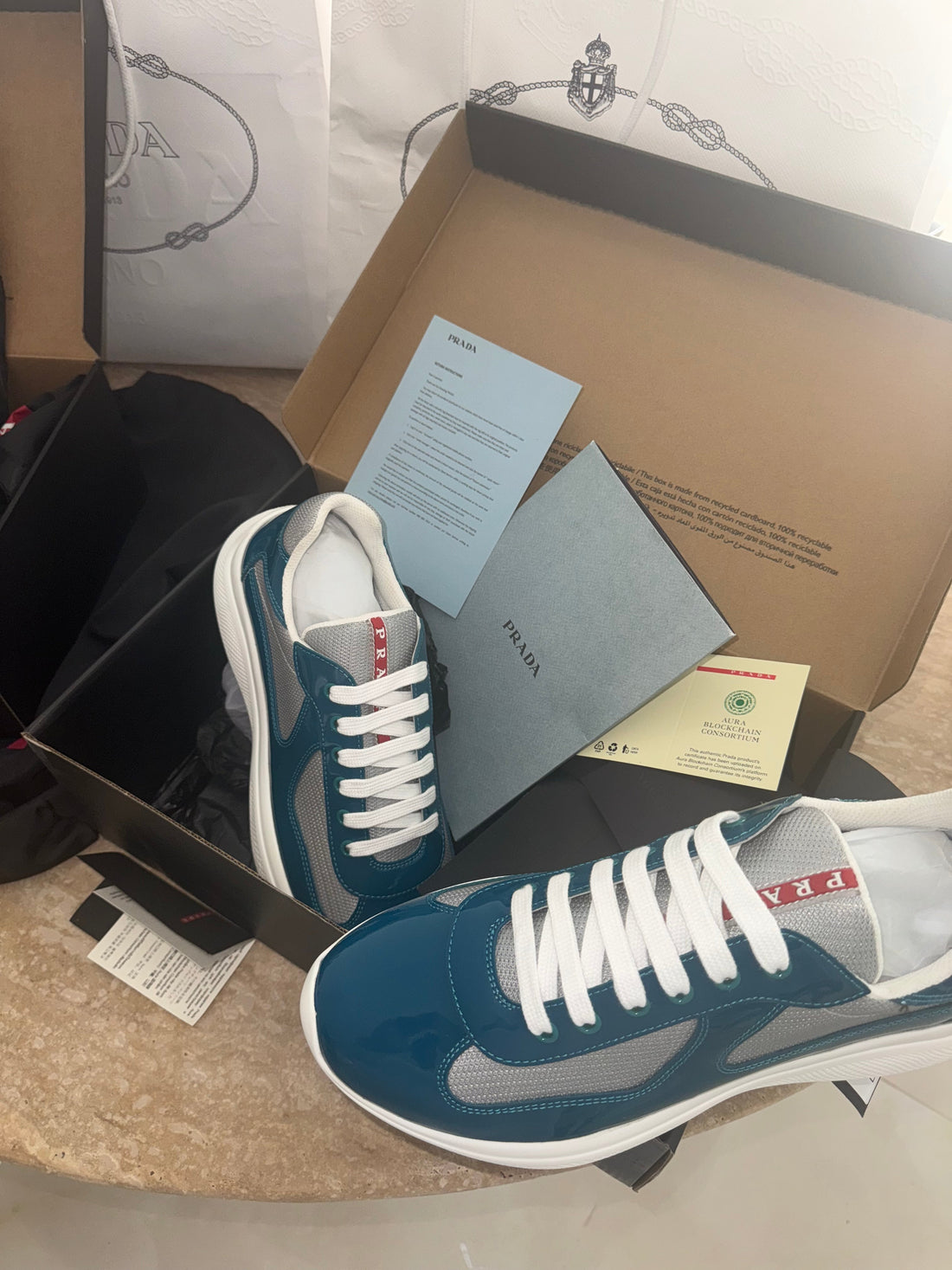 Sneakers Prada America´s Cup tissu bike lisse blue lagoon 10/10