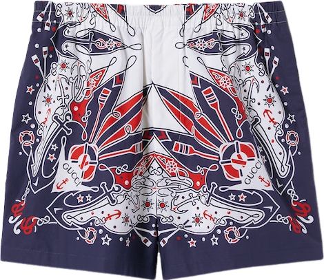 SHORT GUCCI BANDANA PRINT COTTON SHIRT