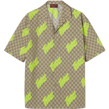 CHEMISE GG DE BOWLING EN POPELINE DE COTON À IMPRIMÉ