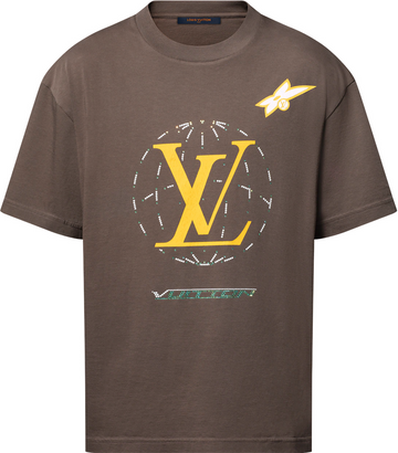 Tee-shirt lv délavé ornementé en coton