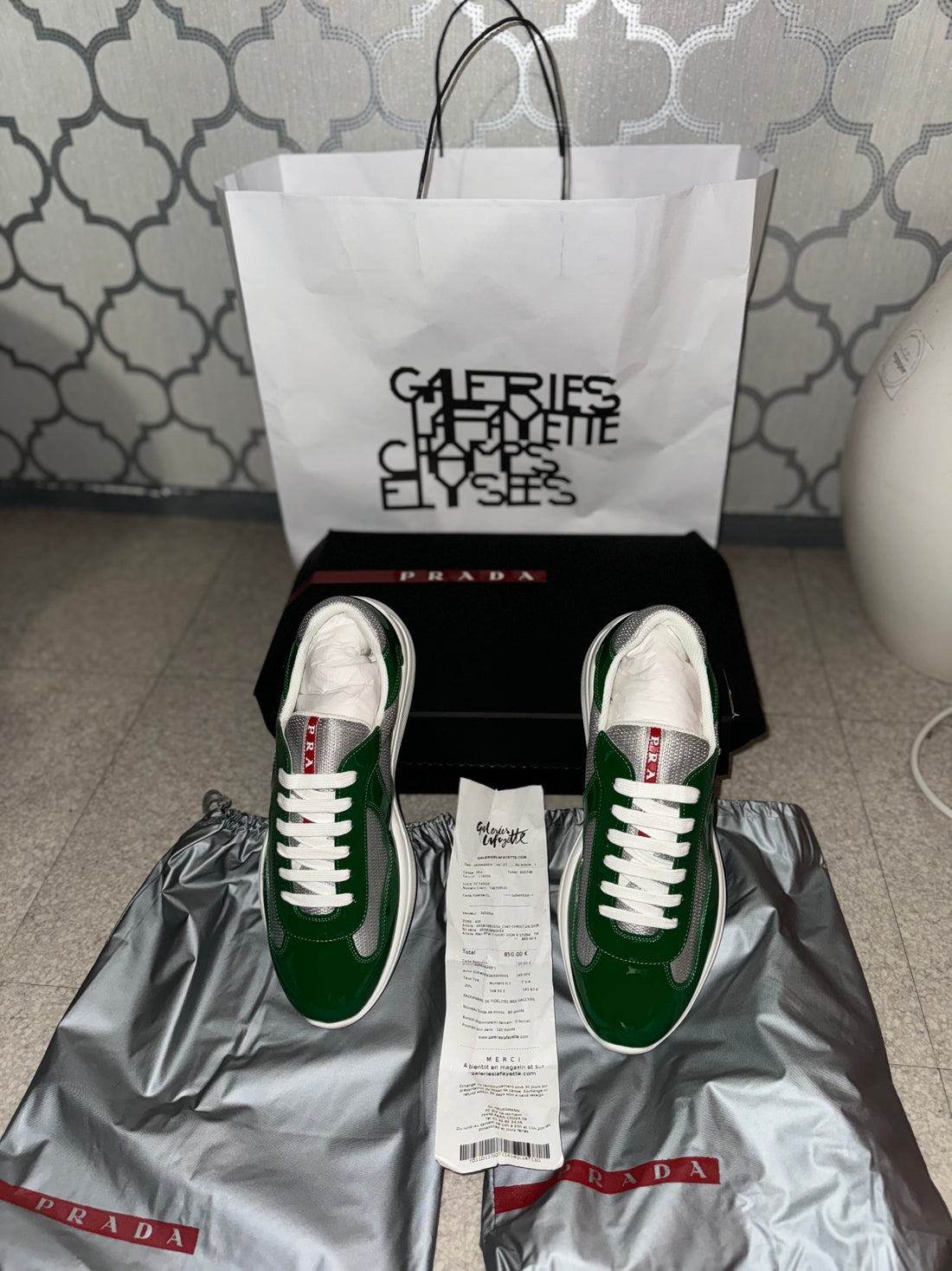 Sneakers Prada America ´ s Cup Gomme & tissu bike green 9/10