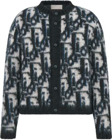 Cardigan CD Oblique Maille de mohair et laine mélangés bleus