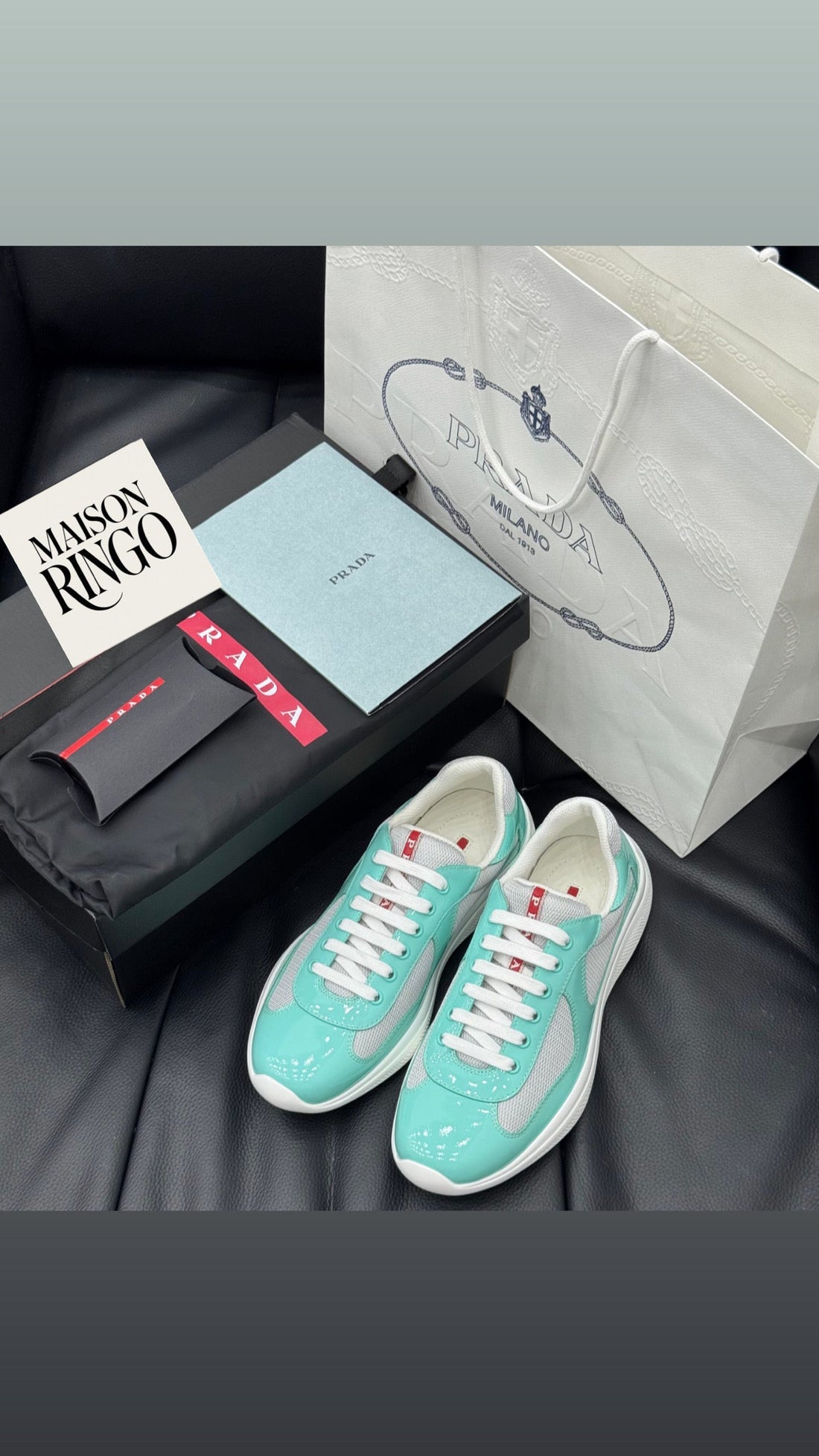 Sneakers Prada America´s Cup Vert Jade tissu bike lisse 10/10